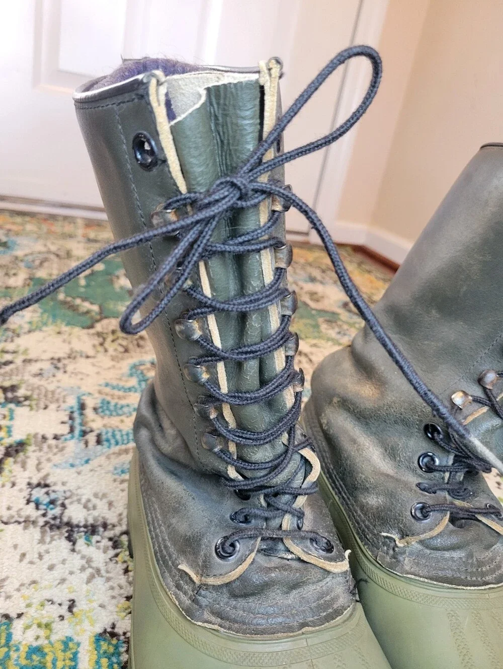 Vintage Sorel Olive Green Tall Heavy Duty Winter Pac Boots, Size Mens 11